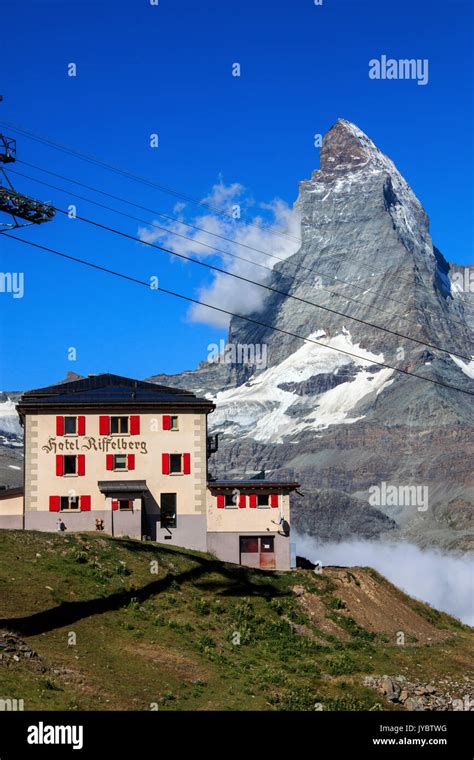 The Hotel And The Railway Frame The Matterhorn In The Background On A