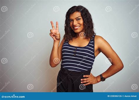 Transsexual Transgender Woman Wearing Striped T Shirt Over Isolated