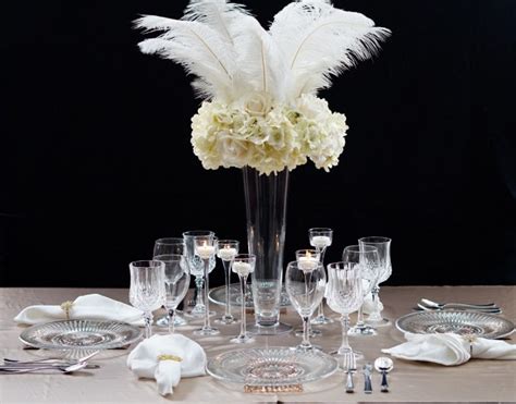 Roaring 20s Great Gatsby Inspired Feather Wedding Centerpiece