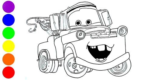 Menggambar Dan Mewarnai Tow Mater Sahabat Lightning Mcqueen Cars 1
