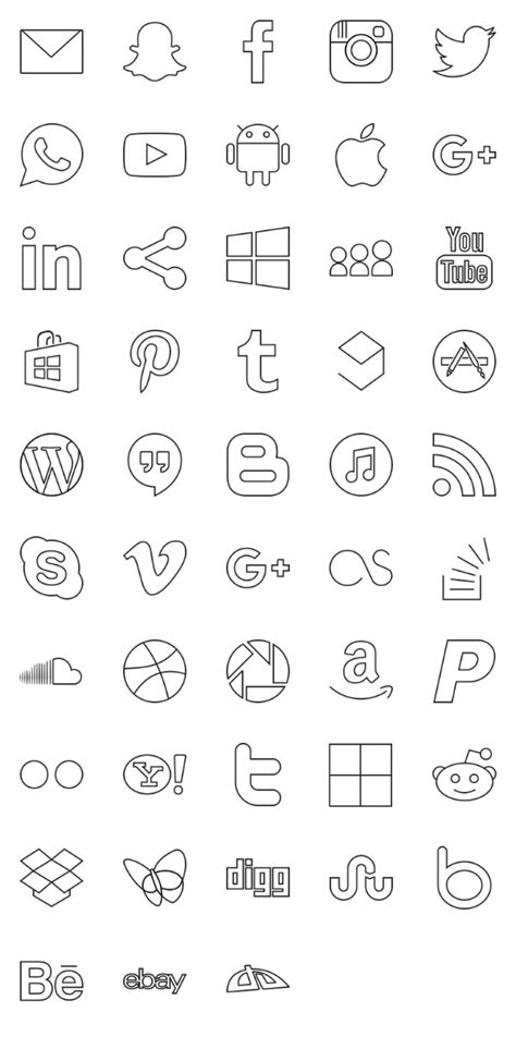 Social Media And Logos I Linear Black Icons Free Icon Packs Ui Download