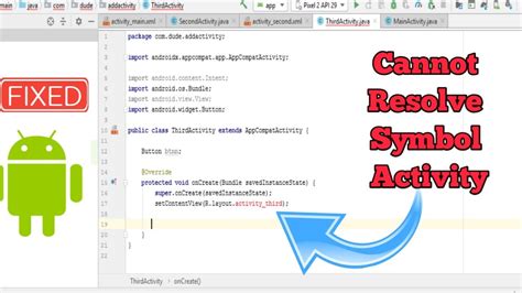 Fixed Cannot Resolve Symbol Activity In Android Studio Youtube