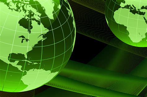 Globes Collection On Green Abstract Background Stock Illustration