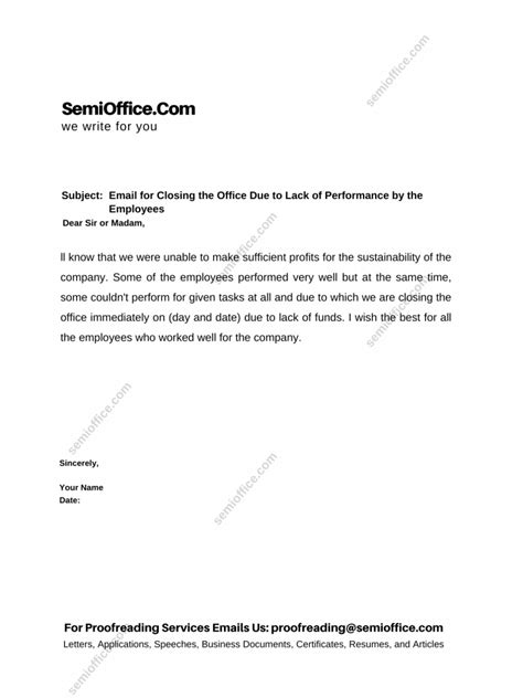 Office Closing Reason For Business Loss Letter Format Semiofficecom