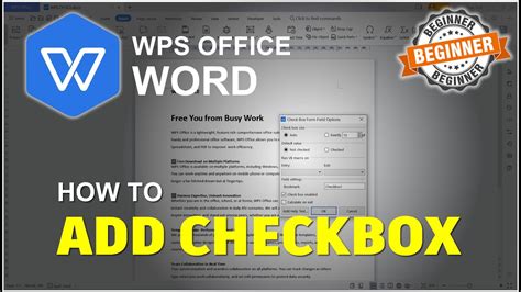 Wps Office Word How To Add Checkbox Tutorial Youtube