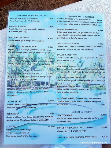 Bora Bora Four Seasons Food