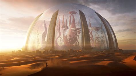Glass Dome City In Middle Of Desert Poster Digital Art Torment Tides