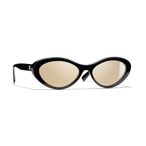 Chanel Oval Sunglasses Black Gold Mirror Chanel Eyewear Avvenice