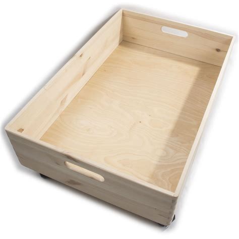 Extra Large Wooden Pine Crate Open Storage Box On Wheels Unpainted