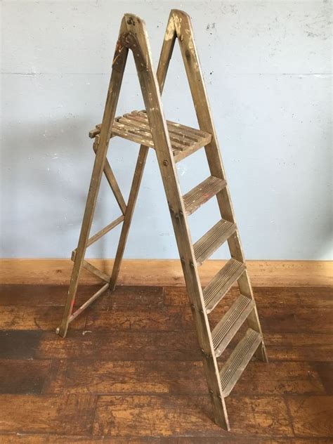 Large Rustic Wooden Ladder - Authentic Reclamation