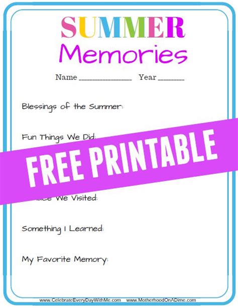 Save Summer Memories With This Free Printable Kids Activities