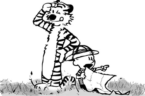 Rudra of course is calvin and i am dad and at times hobbes. calvin and hobbes black and white by paulomaluza | Calvin ...