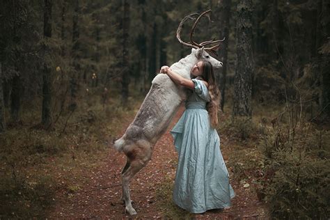 Wild Animals And Elegant Girls Together In Dream Like Photographs