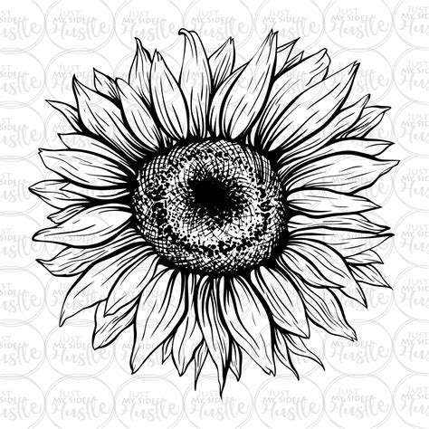 Sunflower Outline Png Black Border Sunflower Sublimation Etsy Uk