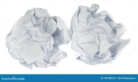 Crumpled Paper Boll Isolated On White Background Clipping Path Screwed