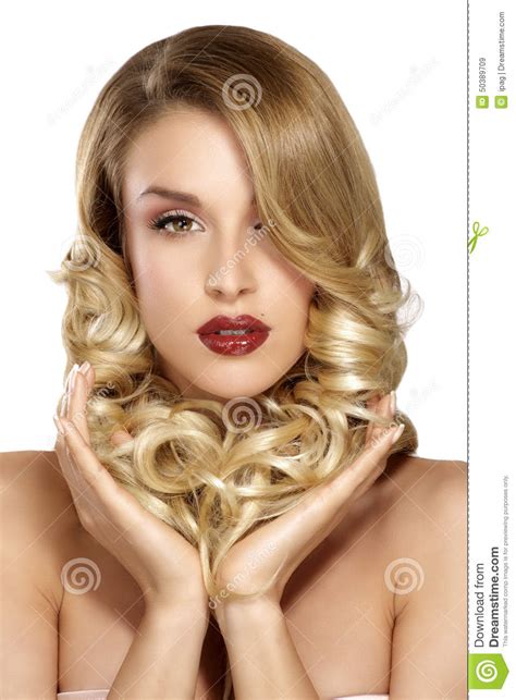 Beautiful Young Blond Model Curly Hair Posing Stock Image