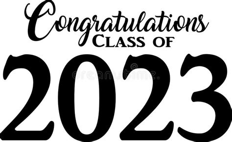 Congratulations Class Of 2023 Black And White Stock Vector