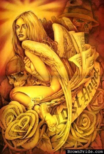 Gold Angel Og Abel Art Lowrider Art Chicano Art