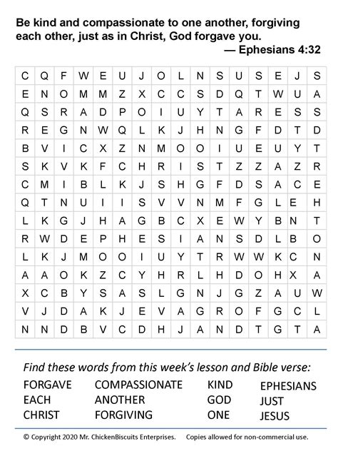 Word Search Ephesians 432 Bible Word Searches Word Puzzles For