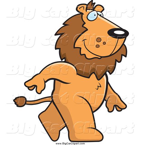 Big Cat Cartoon Vector Clipart Of A Happy Male Lion Walking Upright By
