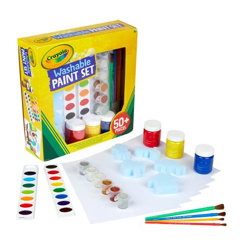 Crayola Kids Washable Paint Set 55 Pieces 20 Pages Assorted Colors