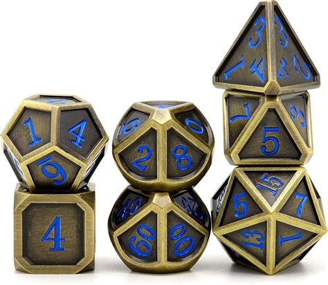 Haxtec Metal Dnd Dice Set Classic Collection Dandd Polyhedral Dice For