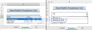 Create A Searchable Drop Down List In Excel Methods Exceldemy