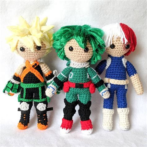 My Hero Academia Amigurumi Crochet Dolls Mha Bakugo Deku And Todoroki
