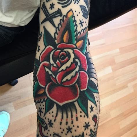 Traditional Rose Tattoo Sleeve
