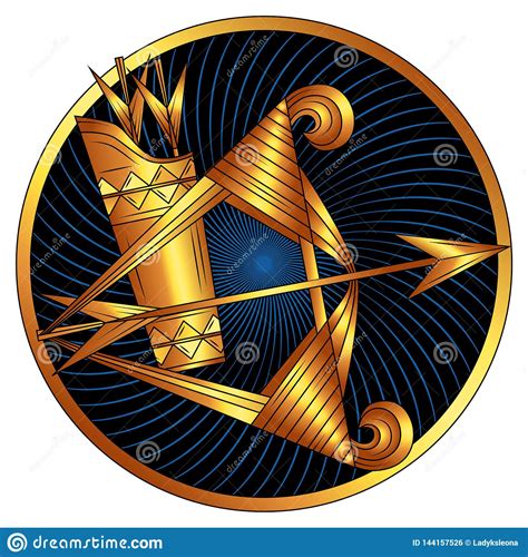 Sagittarius Golden Zodiac Sign Horoscope Symbol Stock Vector Illustration Of Date