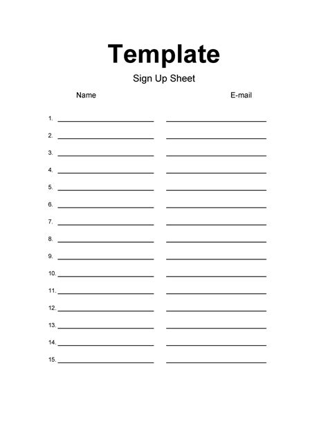 Free Printable Sign Up Template Printable Templates