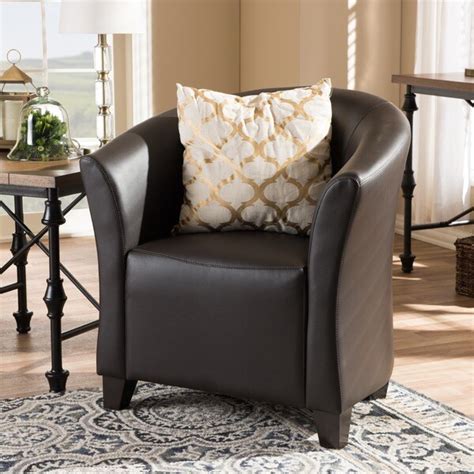 Leather chairs and ottomans in hundreds of leather colors. Shop Jackson Modern Brown Faux Leather Club Chair - Free ...