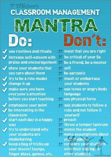 Classroom Management Mantra Dos And Donts Teaching Classroom