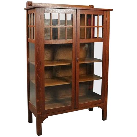 Antique Arts And Crafts Mission Oak China Cabinet Circa 1910 At