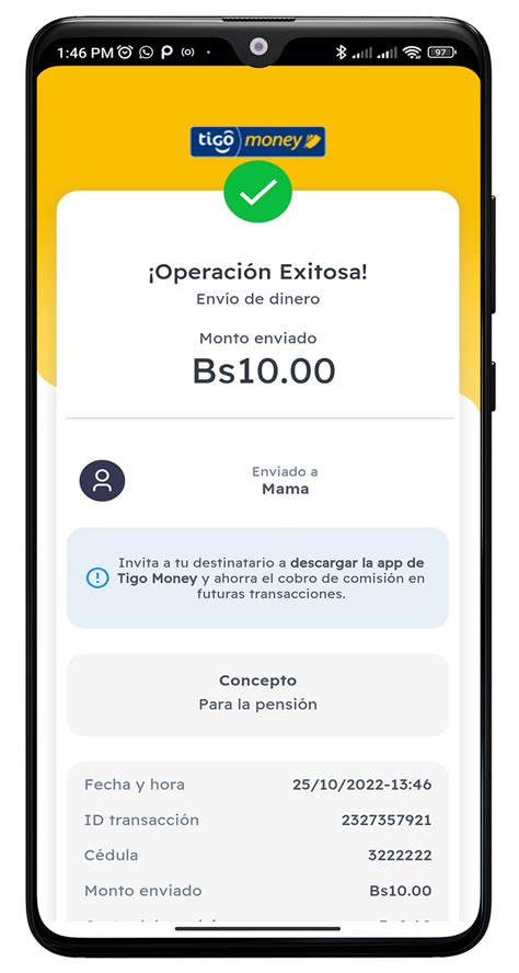 Cómo envío dinero a un carnet de identidad desde la App de Tigo Money