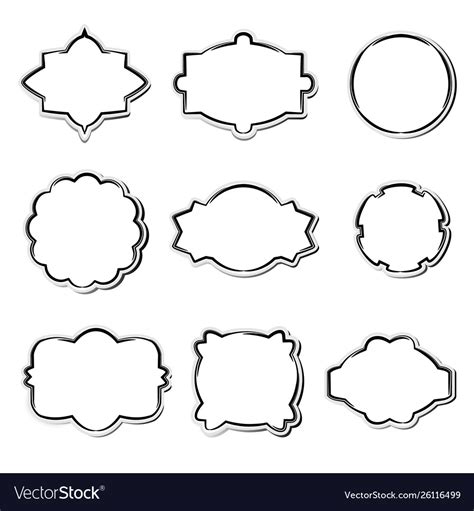 Set White Paper Frames In Different Shapes Vector Image
