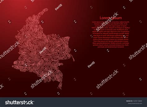 Colombia Map Red Isolines Level Line Stock Vector Royalty Free