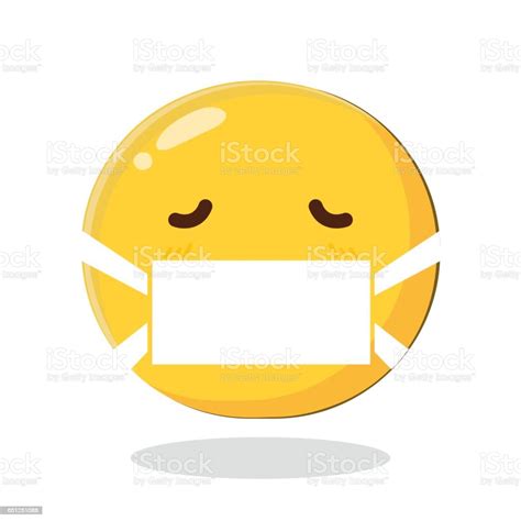 Vector Emoticon With Medical Mask Over Mouth Stock Illustration