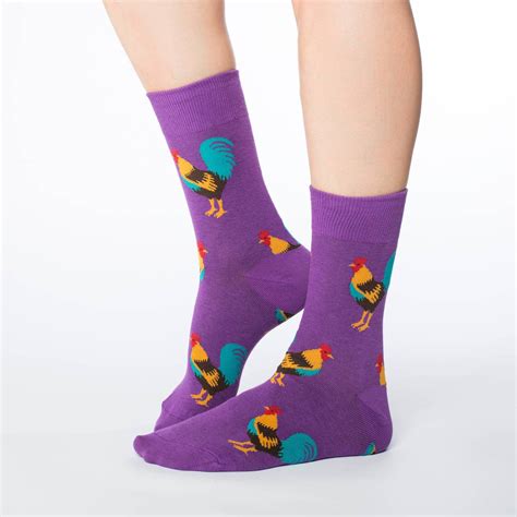 women s purple rooster socks good luck sock