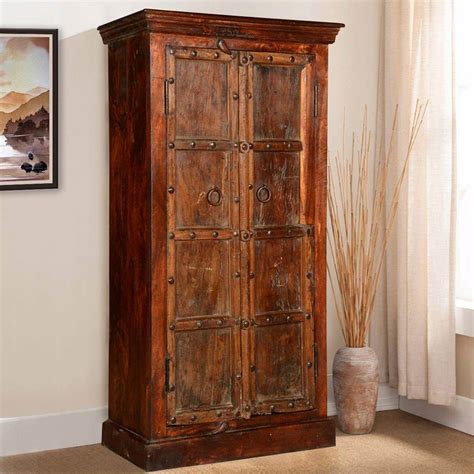 Cankton Rustic Reclaimed Wood Double Door Tall Storage Cabinet