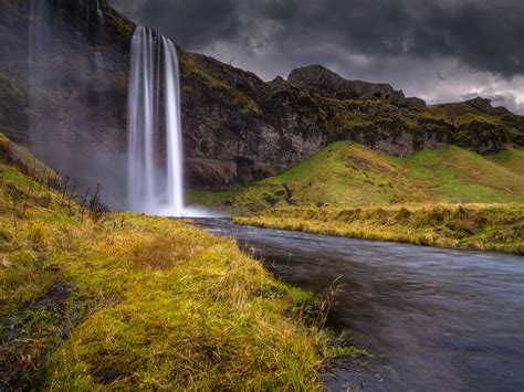 Waterfall Iceland Forest Scenery Photo Hd Wallpaper Preview
