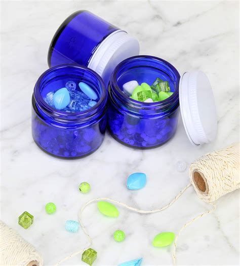 15 Pack 4 Oz Cobalt Blue Glass Jars With Lids Round Empty Containers For Scrubs Lotions