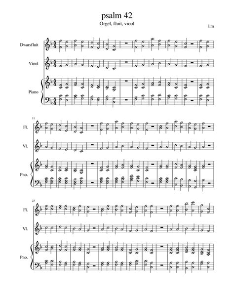 Psalm 42 Orgel Fluit En Viool Sheet Music For Piano Flute Violin
