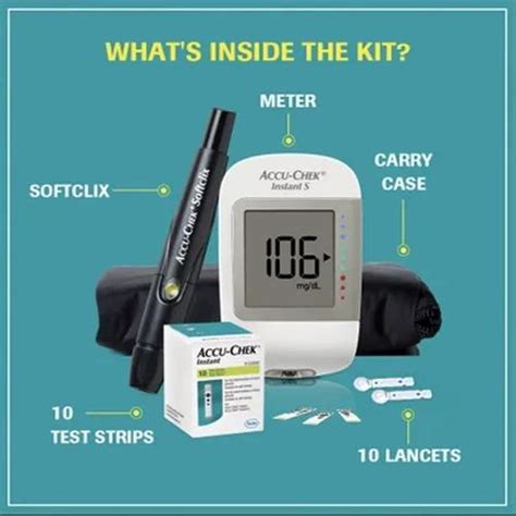 Accu Chek Instant S Blood Glucose Glucometer Kit With Vial Of Strips