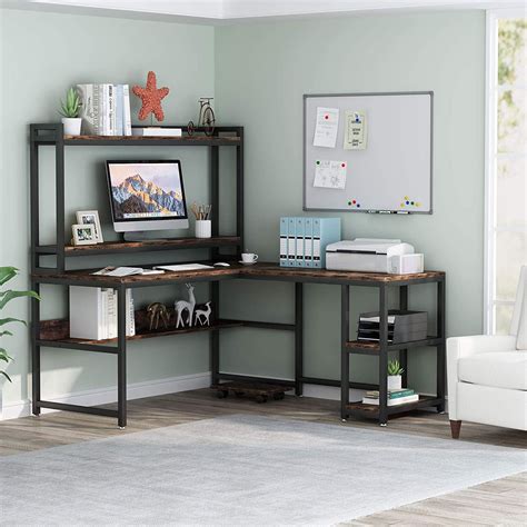 Tribesigns L Shaped Desk With Hutch And Storage Shelves 59 Inch Corner