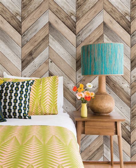 Chevron Wood Wallpaper Peel And Stick Simple Shapes In 2022 Wood