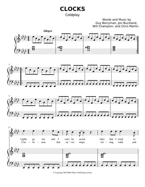 Clocks Coldplay Sheet Music For Piano Viola Download Free In Pdf Or