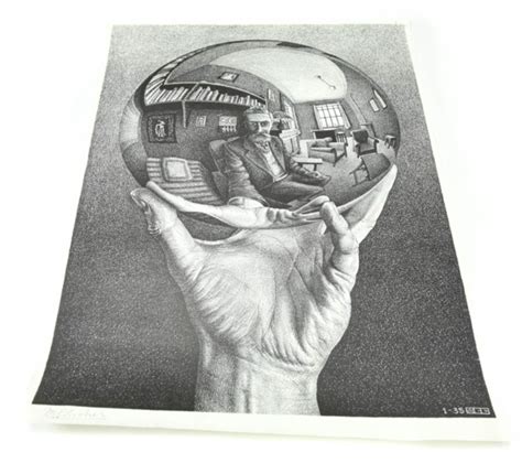 Bid Now Signed Mc Escher Hand W Reflecting Sphere Poster April 4