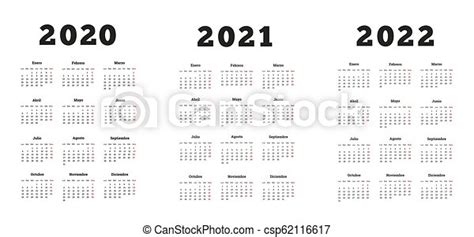 Calendarios De Tamaño A4 En Español En 2020 2021 2022 Años Aislados