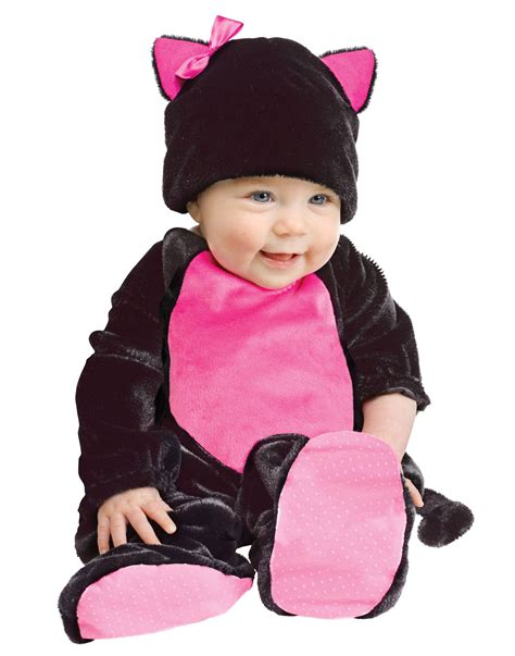 A supergirl costume that's inexplicably pink; Fun World - Black Pink Cat Baby Animal Infant Girl ...